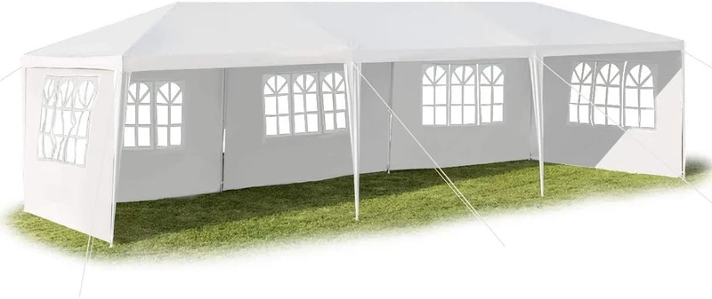 Pavillon 3x9m Partyzelt Gartenzelt 5 abnehmbare Seitenwände Stahl