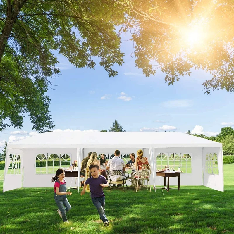 Pavillon 3x9m Partyzelt Gartenzelt 5 abnehmbare Seitenwände Stahl