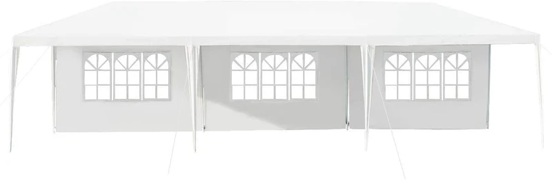 Pavillon 3x9m Partyzelt Gartenzelt 5 abnehmbare Seitenwände Stahl