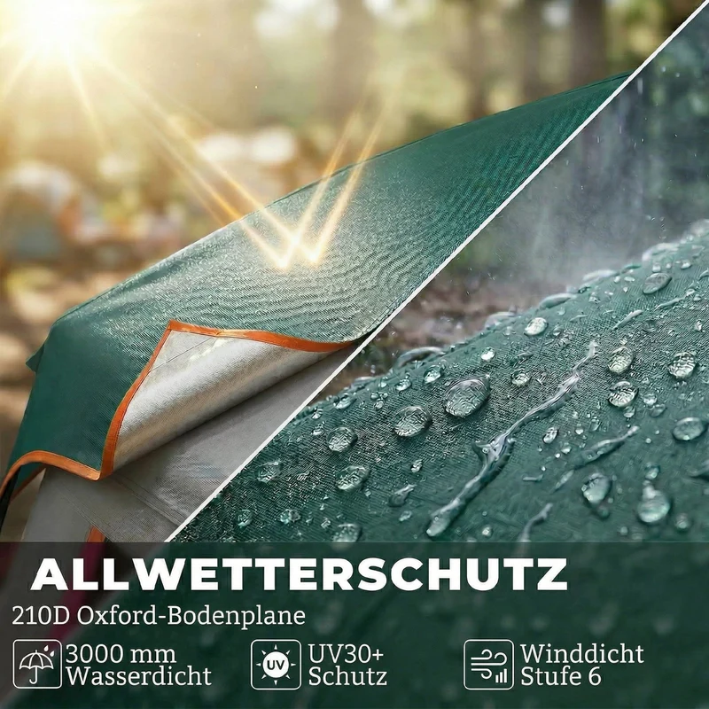 Tunnelzelt 350x350x205cm 6 Personen 3000mm Campingzelt Outdoor Zelt