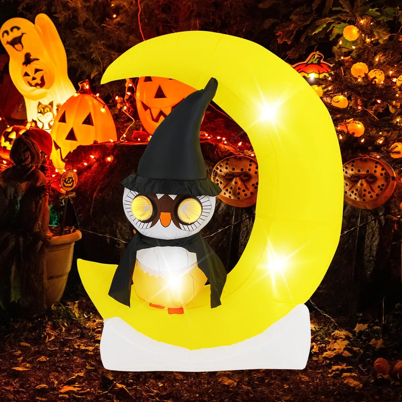 155cm Halloween Eule Outdoor LED Aufblasbar Deko Eule