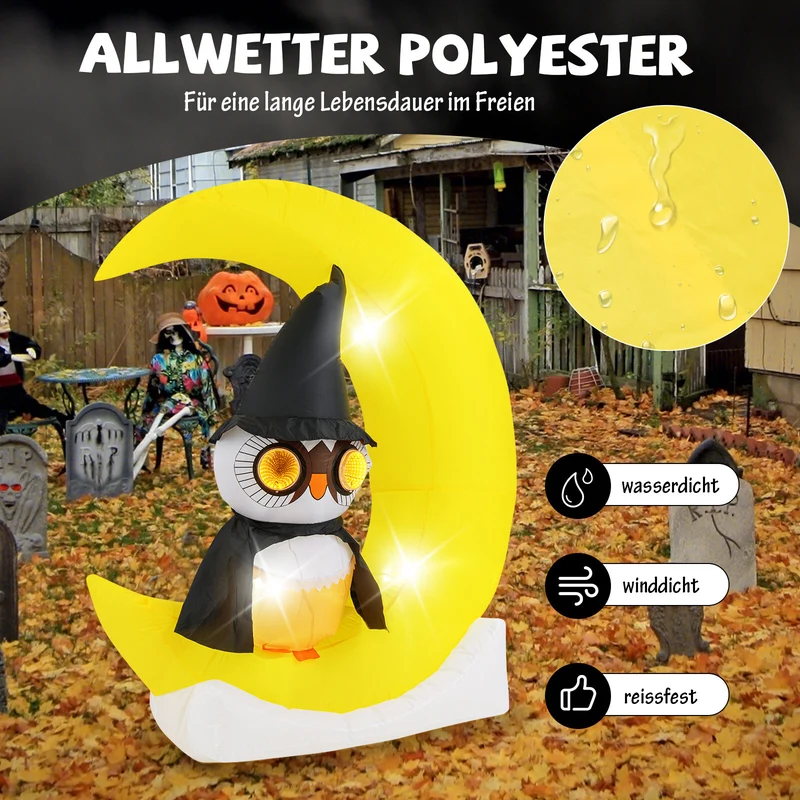 155cm Halloween Eule Outdoor LED Aufblasbar Deko Eule