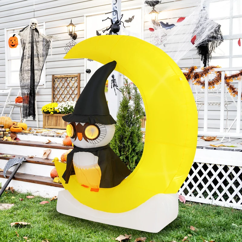 155cm Halloween Eule Outdoor LED Aufblasbar Deko Eule