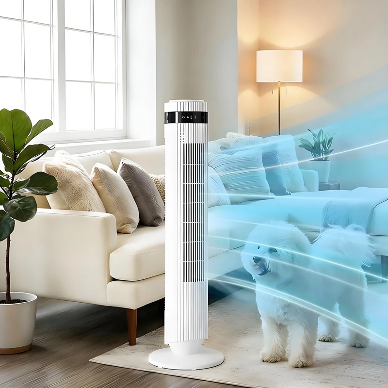Turmventilator Fernbedienung 60W Touch Timer Oszillierend 90cm Weiss