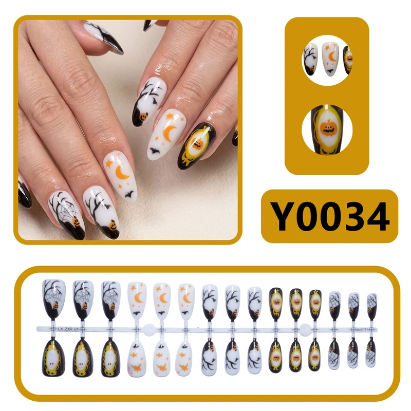 Halloween-Themen Stiletto Press-On Nagelkunst