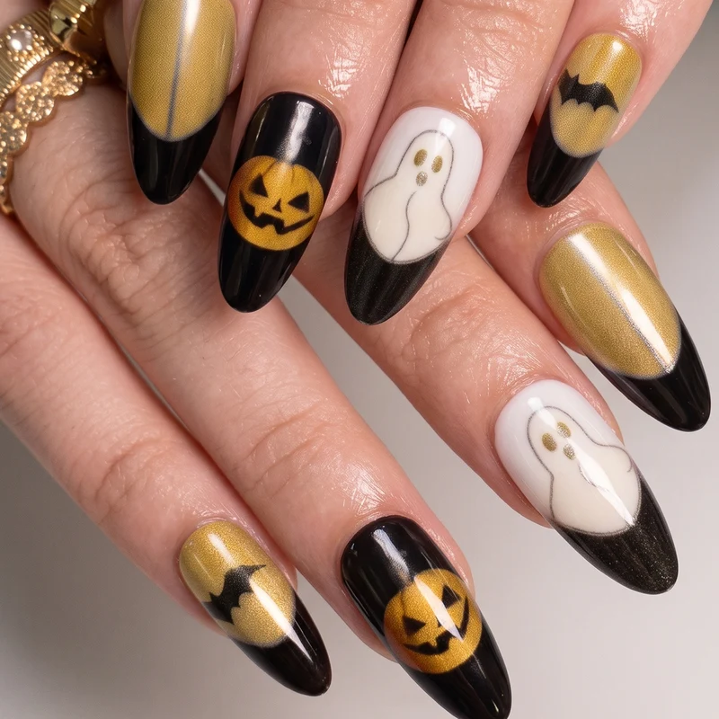 Halloween-Themen Press-On Nagelkunst Set