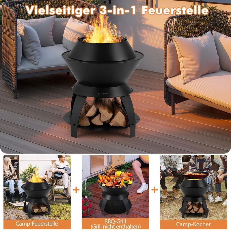 Feuerschale Feuerstelle Feuerkorb 50x50x58cm Campingzubehör