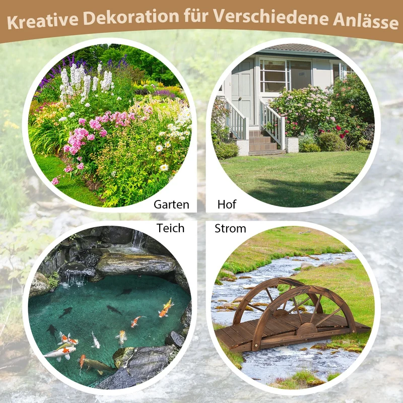 Gartenbrücke Holzbrücke Teichbrücke Zierbrücke 101x48x38cm Geländer