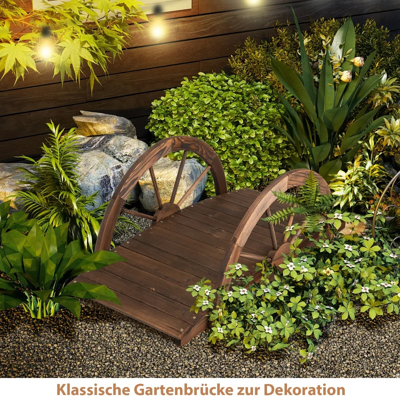 Gartenbrücke Holzbrücke Teichbrücke Zierbrücke 101x48x38cm Geländer