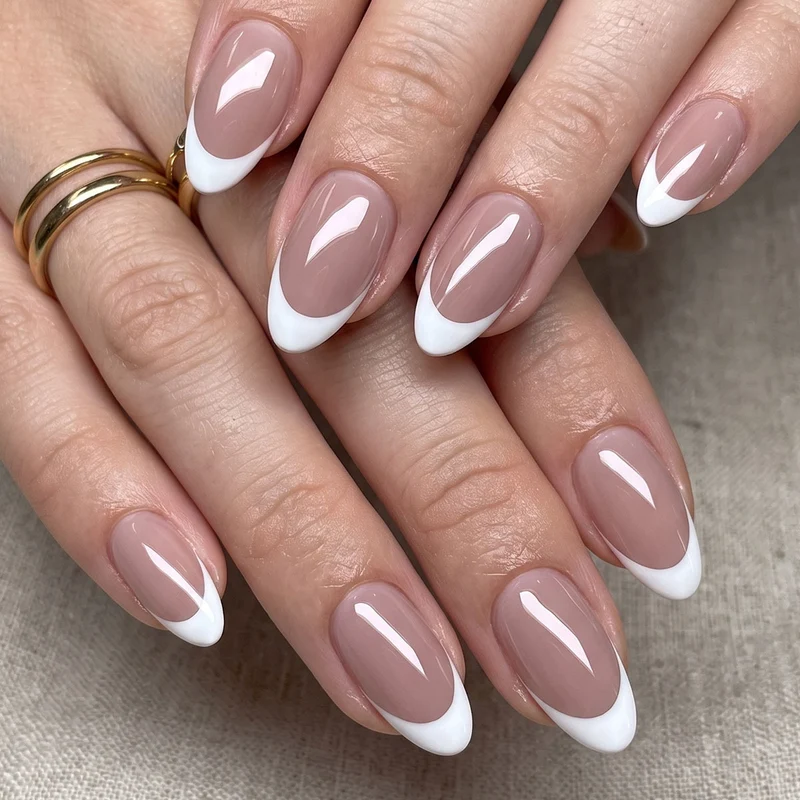 Elegante French Tip Druck-Nägel 1790732149