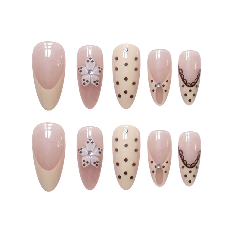 Elegante Blumen-Stiletto Presse-on Nägel