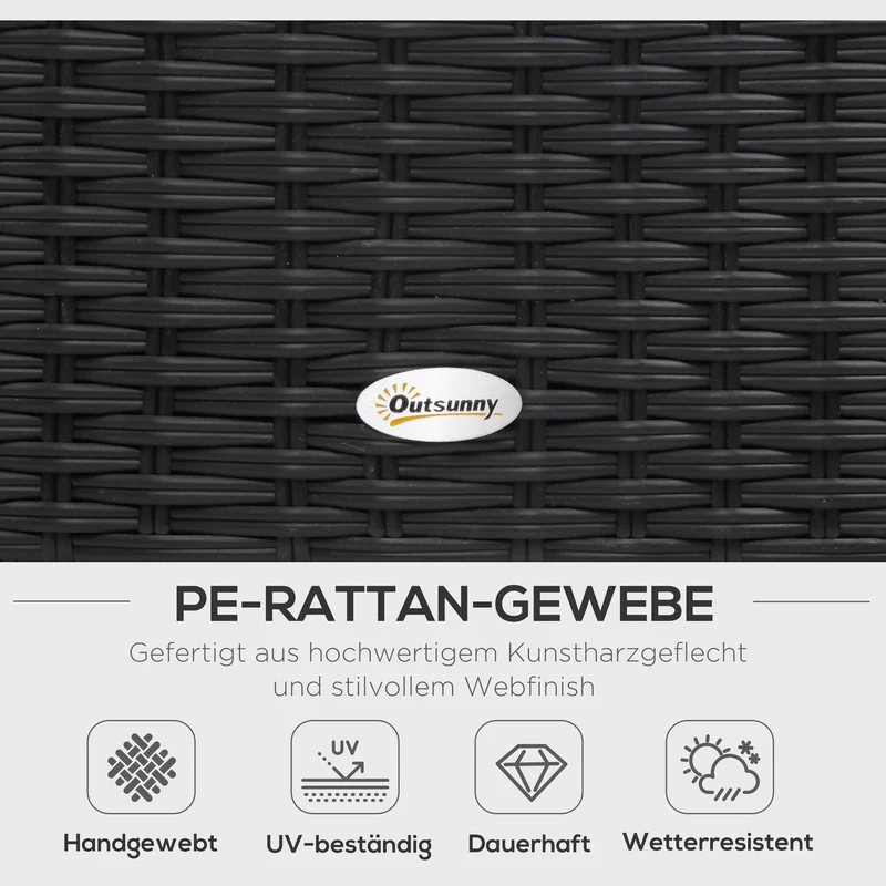 Polyrattan Gartenmöbel 4-teilig Sitzgruppe Lounge Schwarz Möbel