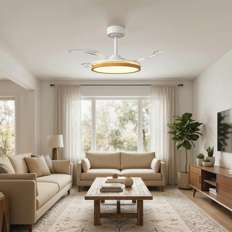 Deckenventilator LED Beleuchtung einziehbare Flügel Ventilator Lampe