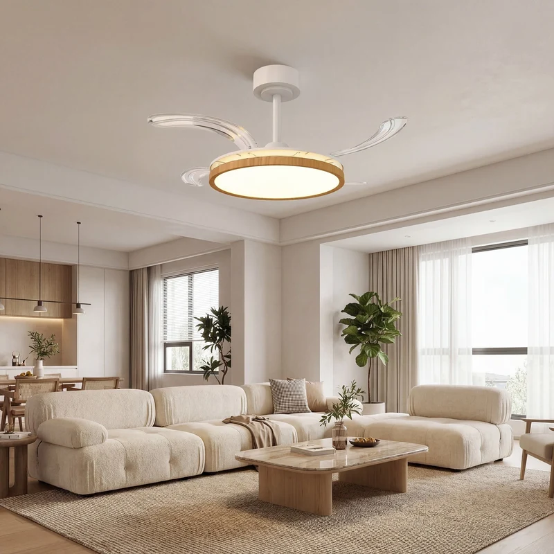 Deckenventilator LED Beleuchtung einziehbare Flügel Ventilator Lampe