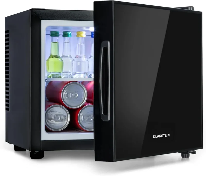 Klarstein Frosty Mini-Kühlschrank – Kompakte Minibar mit effizientem Kühlsystem, 10L Kapazität, 12-18°C Kühlbereich, schwarz
