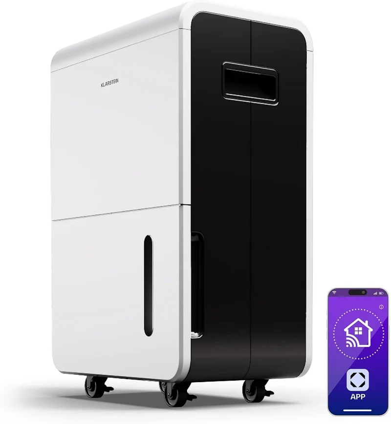 Klarstein 70L, Tag 24h Luftentfeuchter, 70 L, Timer, WLAN, App, Weiß, 8L Tank, Klarstein DryFy Grand Smart 70L Luftentfeuchter - 70L, Automatische