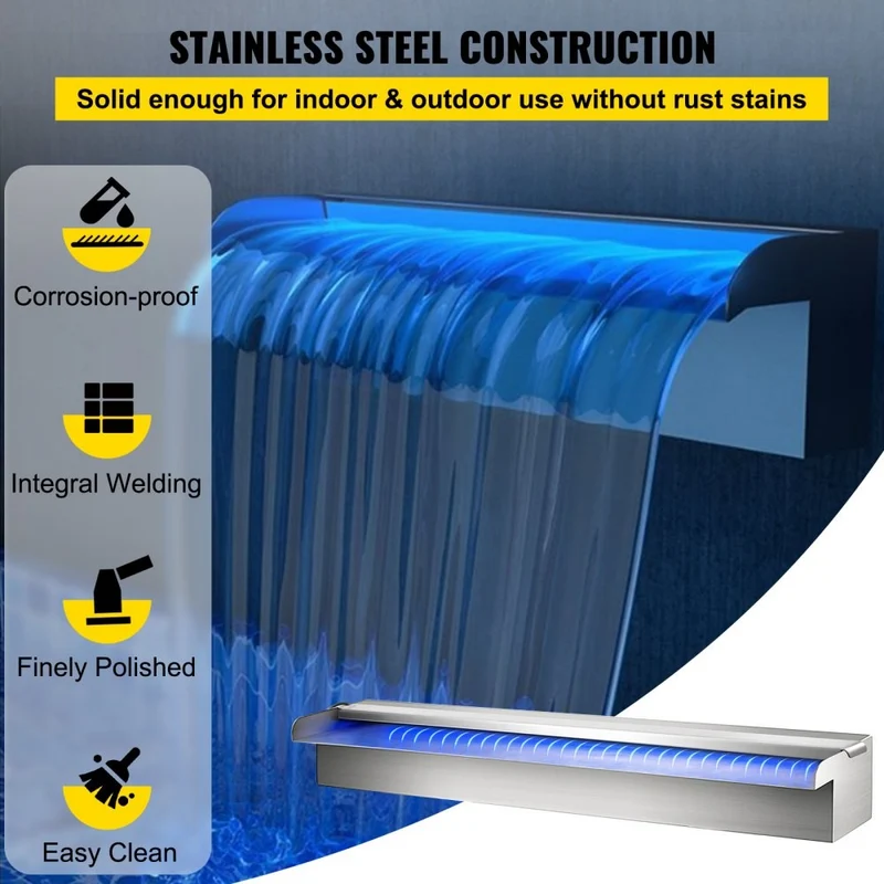 Schwalldusche Poolfontäne LED 60x11x8cm Poolbrunnen Wasserfontäne Garten