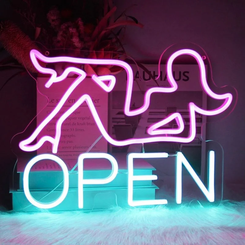 LED Neonschild Bar Open Leuchtschild Zimmer Deko Wand USB Beleuchtung