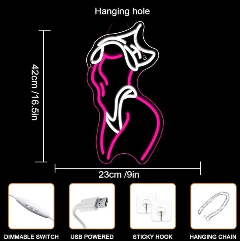 LED Neon Schild Sexy Lady Silhouette Wanddeko Leuchtreklame Bar
