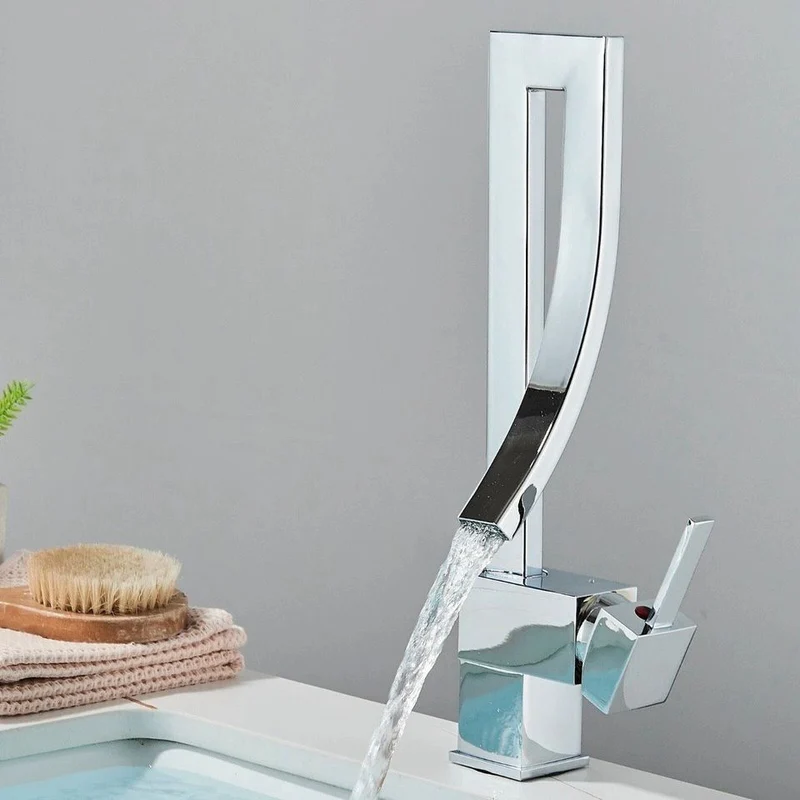Waschtischarmatur Mischbatterie Wasserfall Wasserhahn Bad Einhebel Chrom