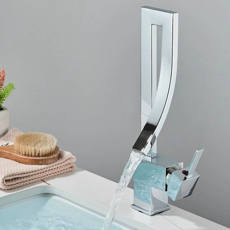 Waschtischarmatur Mischbatterie Wasserfall Wasserhahn Bad Einhebel Chrom
