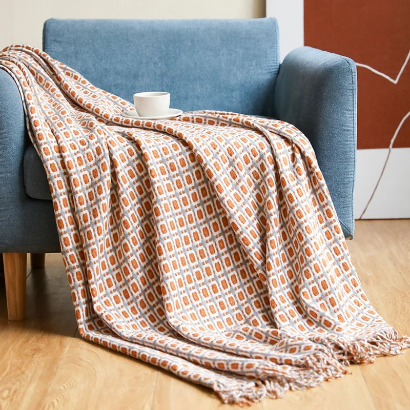 Gestrickte Hahnentrittmuster-Wurfdecke