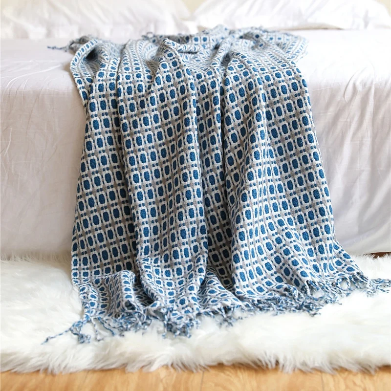 Gestrickte Hahnentrittmuster-Wurfdecke