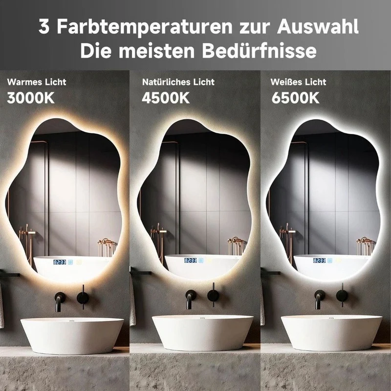 Badspiegel LED Beleuchtung Wandspiegel Touch Beschlagfrei Heizung