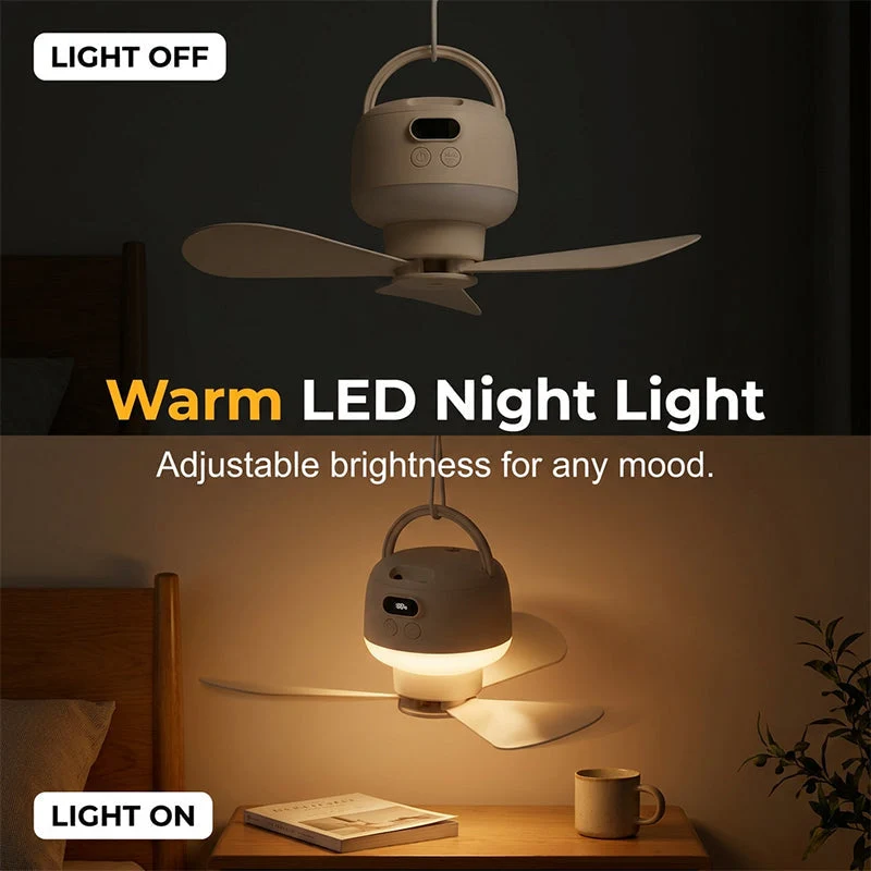 🌬️ LIMITIERTES ANGEBOT 50% RABATT! ✨ Tragbarer Deckenventilator mit LED – Aufladbar, Ultra-Leise, Vielseitig 💡