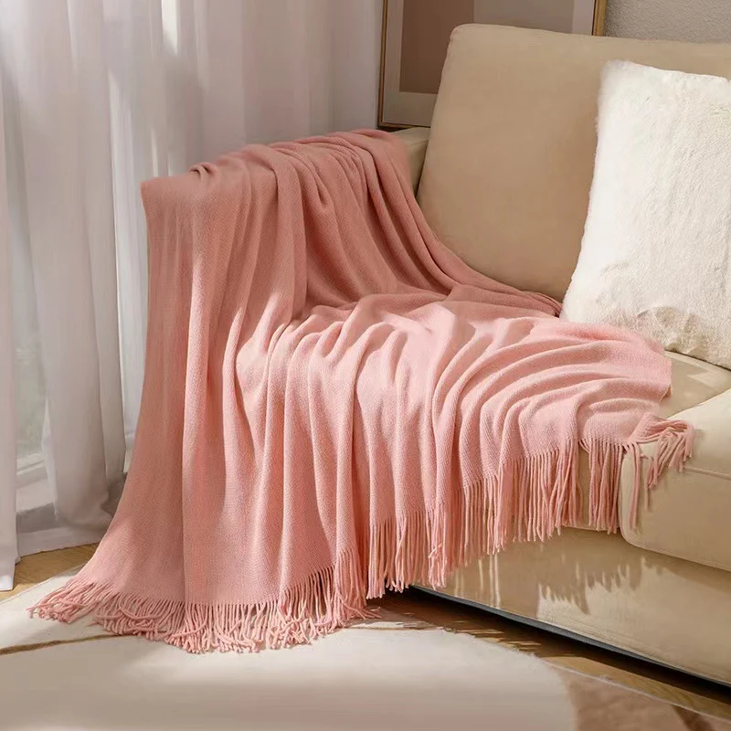 Warmes Fransen Strickwurfdecke