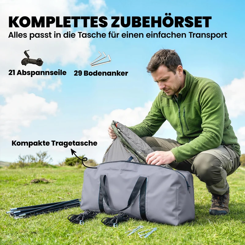 Tunnelzelt 5 Personen Familienzelt Campingzelt Outdoor Zelt 196cm