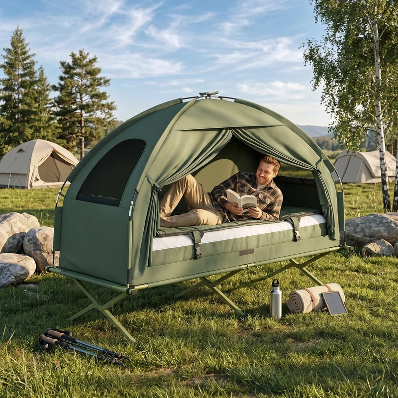 Feldbett Camping Set 4in1 Zelt Outdoor Bett
