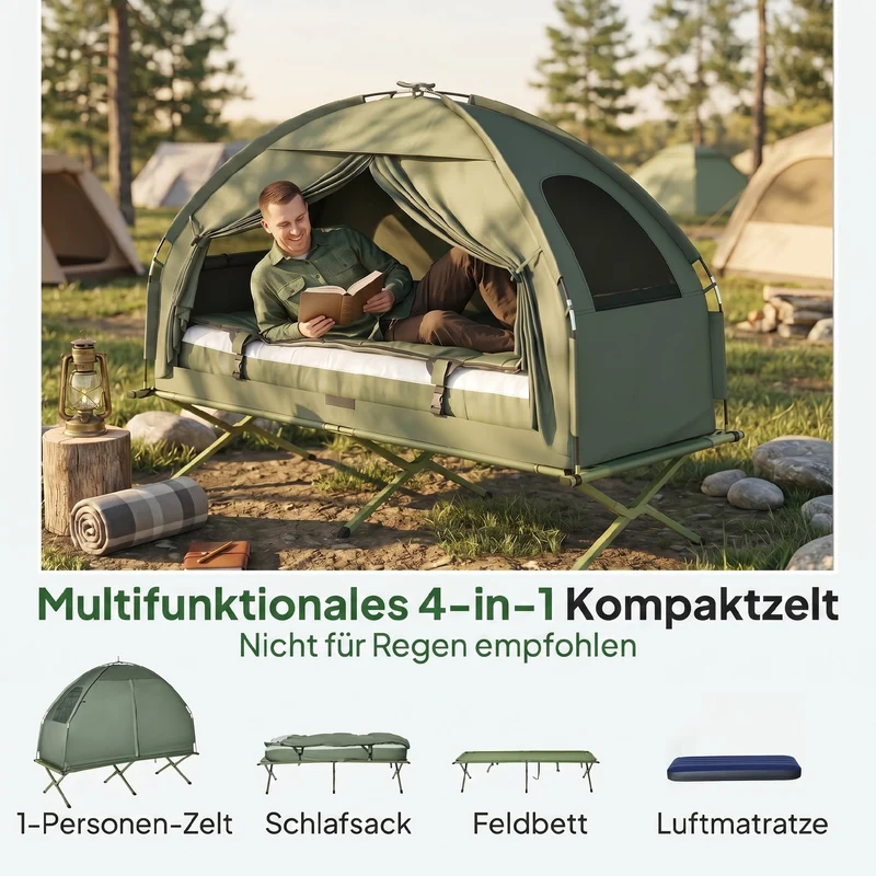 Feldbett Camping Set 4in1 Zelt Outdoor Bett
