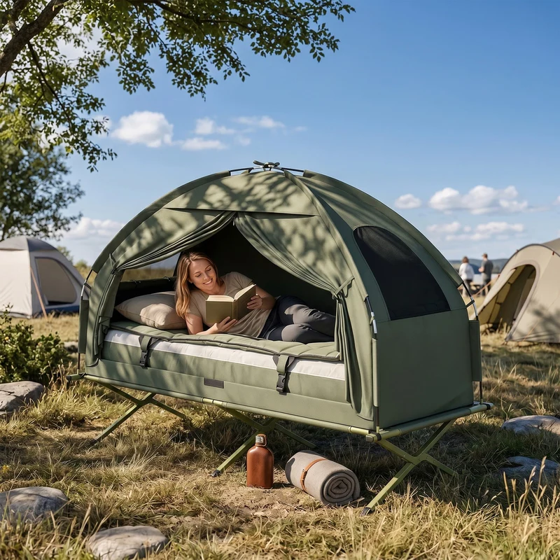Feldbett Camping Set 4in1 Zelt Outdoor Bett