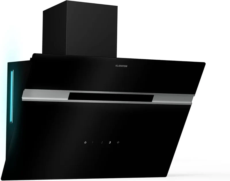 Klarstein Dunstabzugshaube, 60 cm, 600 m3/h, 68 dB, Energieklasse A, Küchenhaube, Touch-Bedienung, leise, Schwarz, LED-Hintergrundbeleuchtung