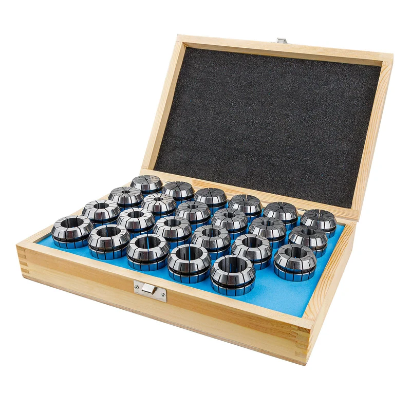 Spannzangenset ER40 4-26mm 23tlg Holzbox gehärtet geschliffen 23-teilig