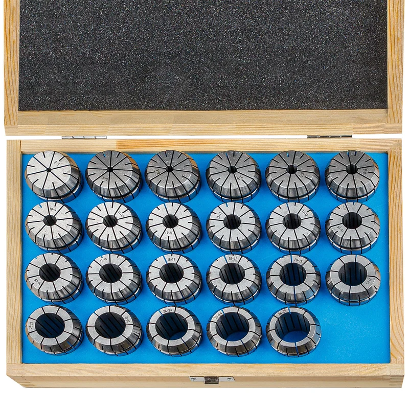 Spannzangenset ER40 4-26mm 23tlg Holzbox gehärtet geschliffen 23-teilig