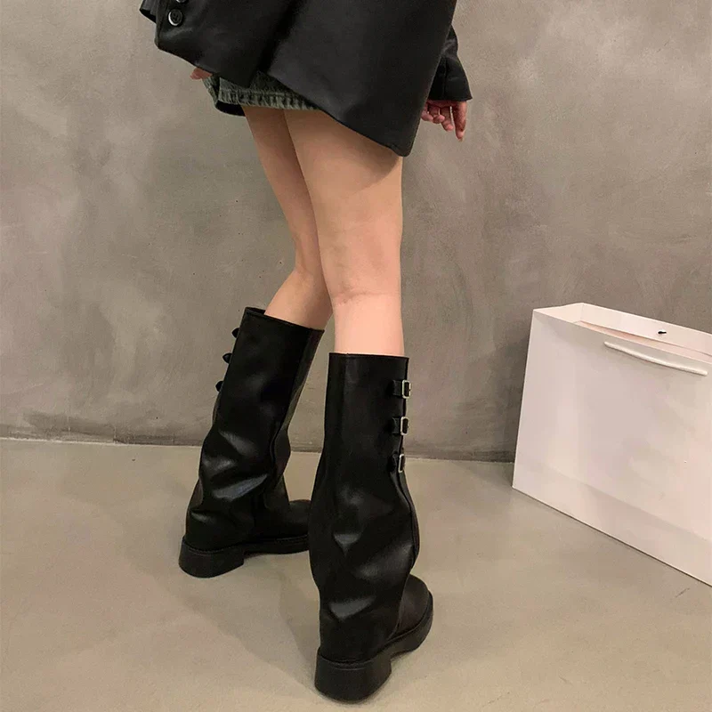 Skanto | Retro-Stil Kniehohe Stiefel Damen Mode Slip-On Ritter-Langstiefel Herbst Winter Damenschuhe
