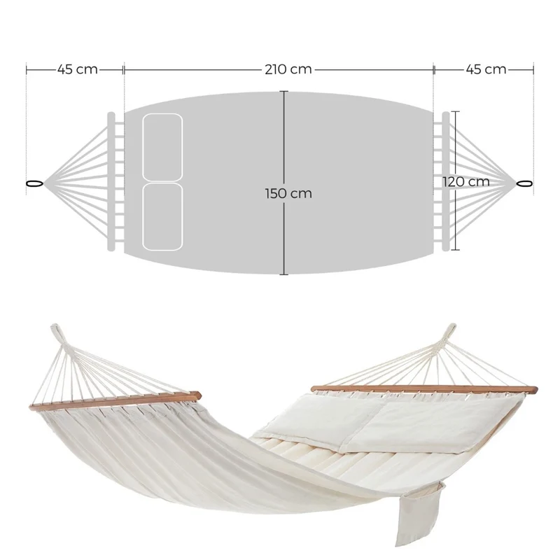 XXL Hängematte Hängeliege Liege Gartenmöbel 2 Kissen 300kg 210x150cm