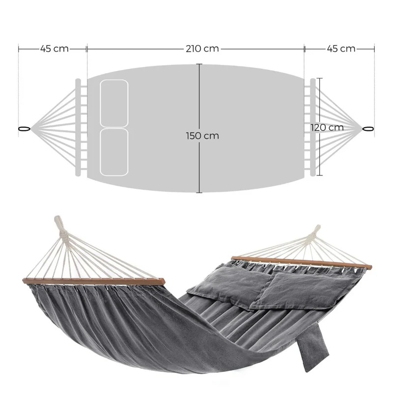 XXL Hängematte Liege Möbel 2 Kissen 300kg 210x150cm