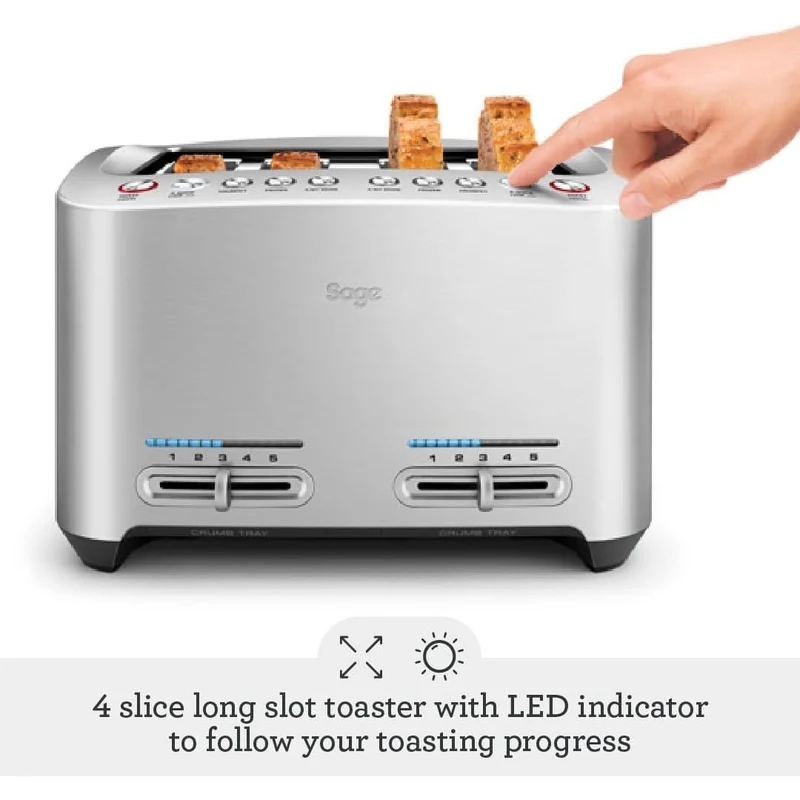 Sage The Smart Toast 1900W 4 Slice Toaster - Brushed Aluminium | BTA845UK