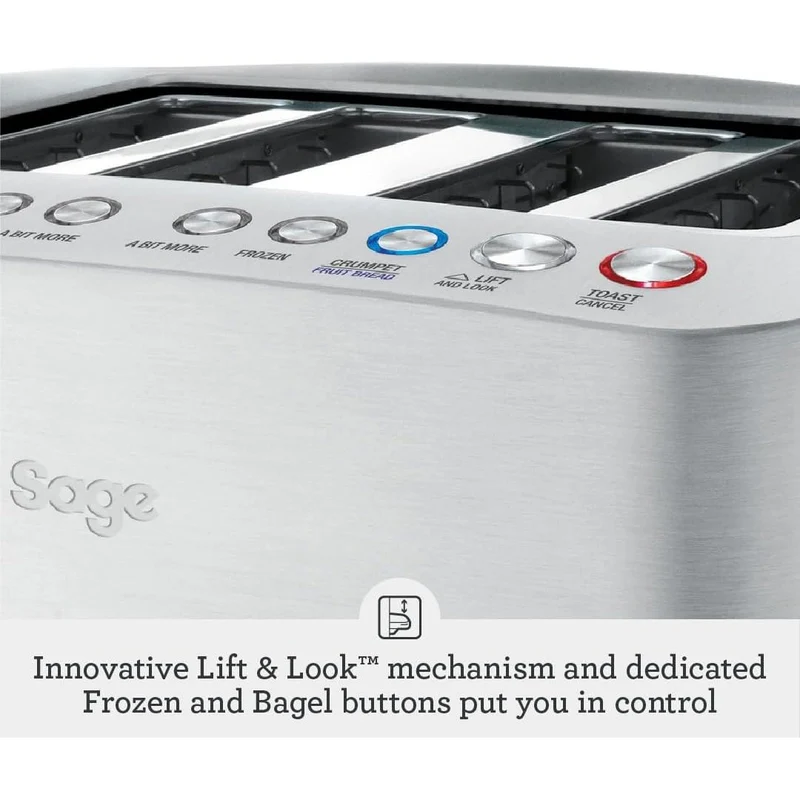 Sage The Smart Toast 1900W 4 Slice Toaster - Brushed Aluminium | BTA845UK