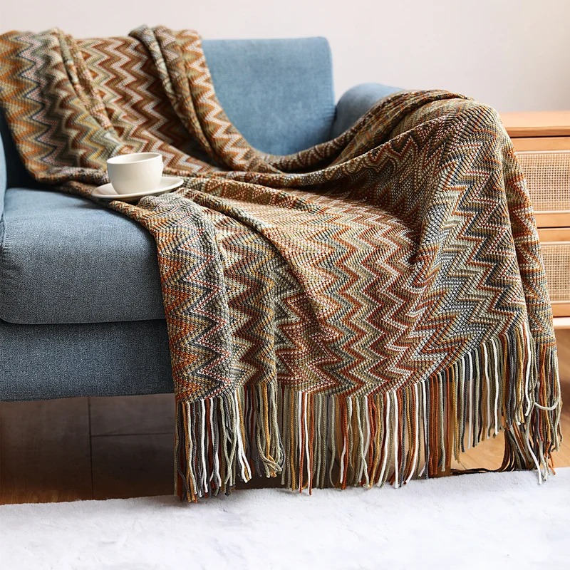 Strukturierte Strickwurfdecke