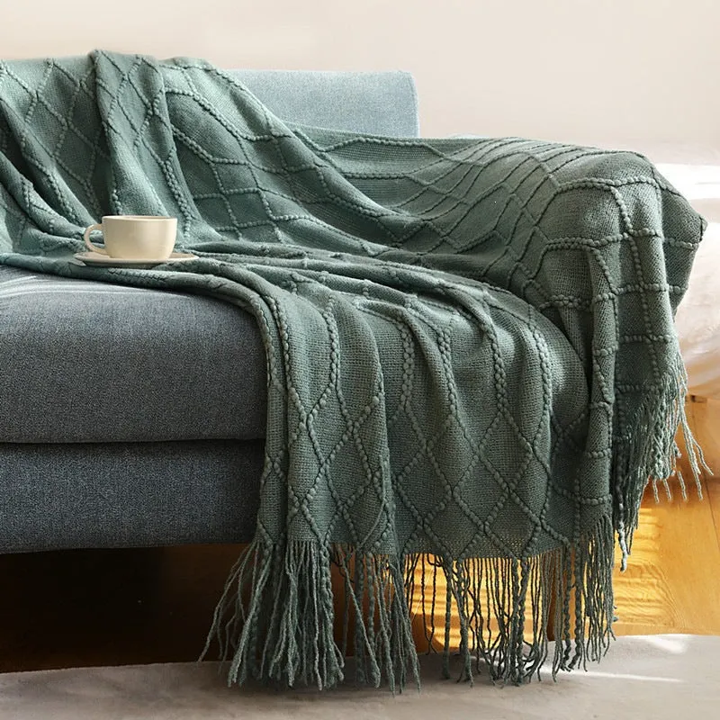 Gemütliche Strickwurfdecke
