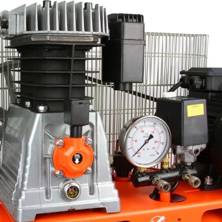 Kompressor 200L 4kW 10bar 400V 2 Zylinder Luftkompressor Riemenantrieb