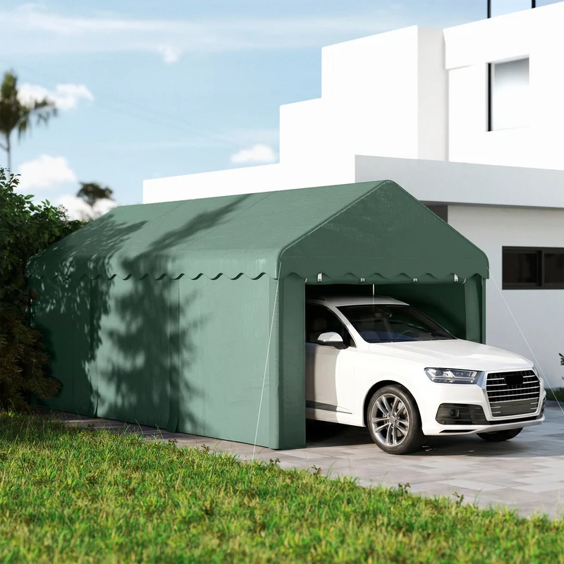 Carport 3x6 m Zeltgarage Rolltüren Seitenwände abnehmbar UV-Schutz