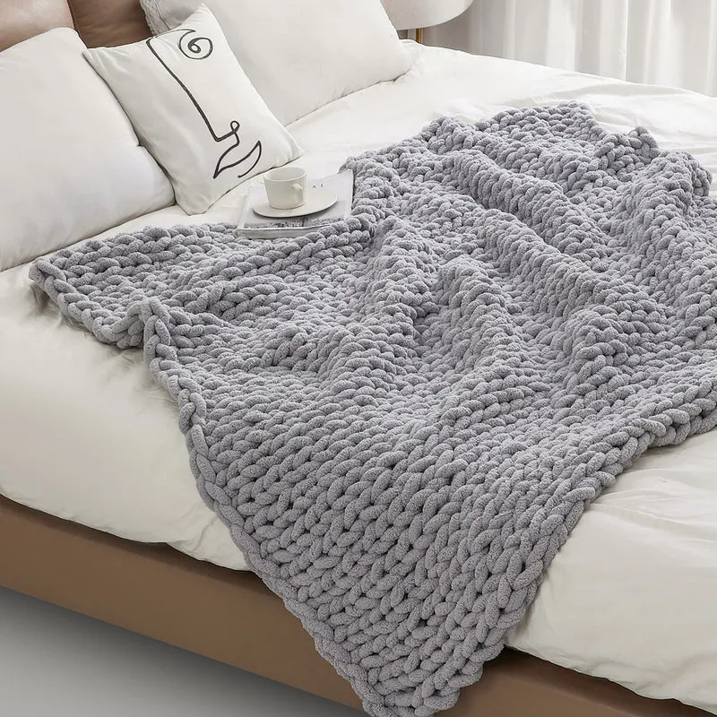 Gemütliche Chunky-Strickdecke
