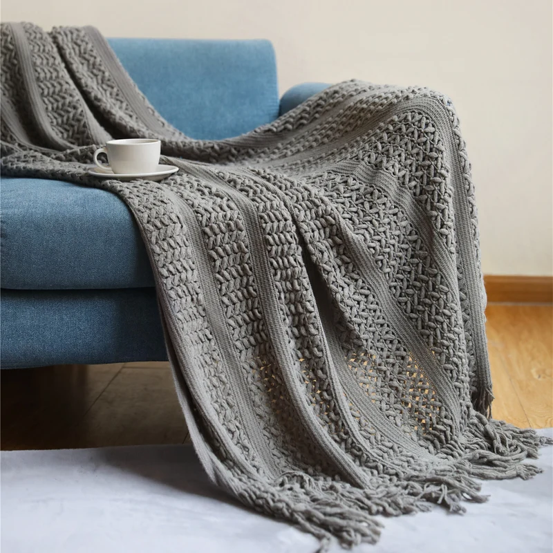 Premium Handgefertigte Strickwurfdecke