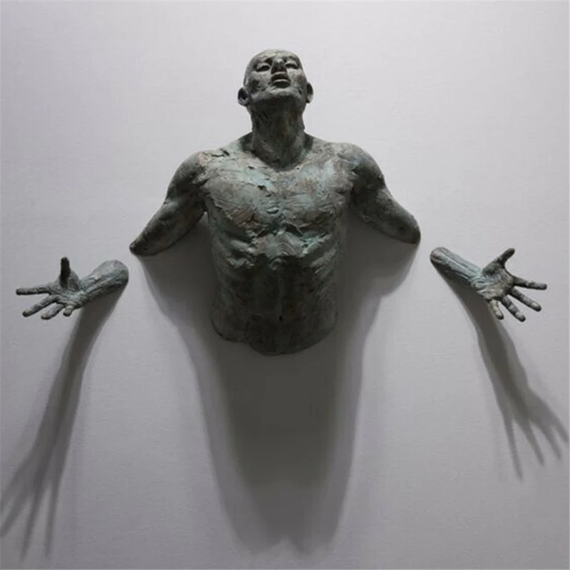 Skanto | Ornament aus Kunstkupferharz, abstrakte Figur, Wandkunst, Kletterer, 3D-Wandstatue, Skulptur