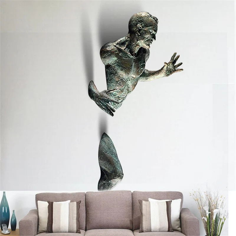 Skanto | Ornament aus Kunstkupferharz, abstrakte Figur, Wandkunst, Kletterer, 3D-Wandstatue, Skulptur